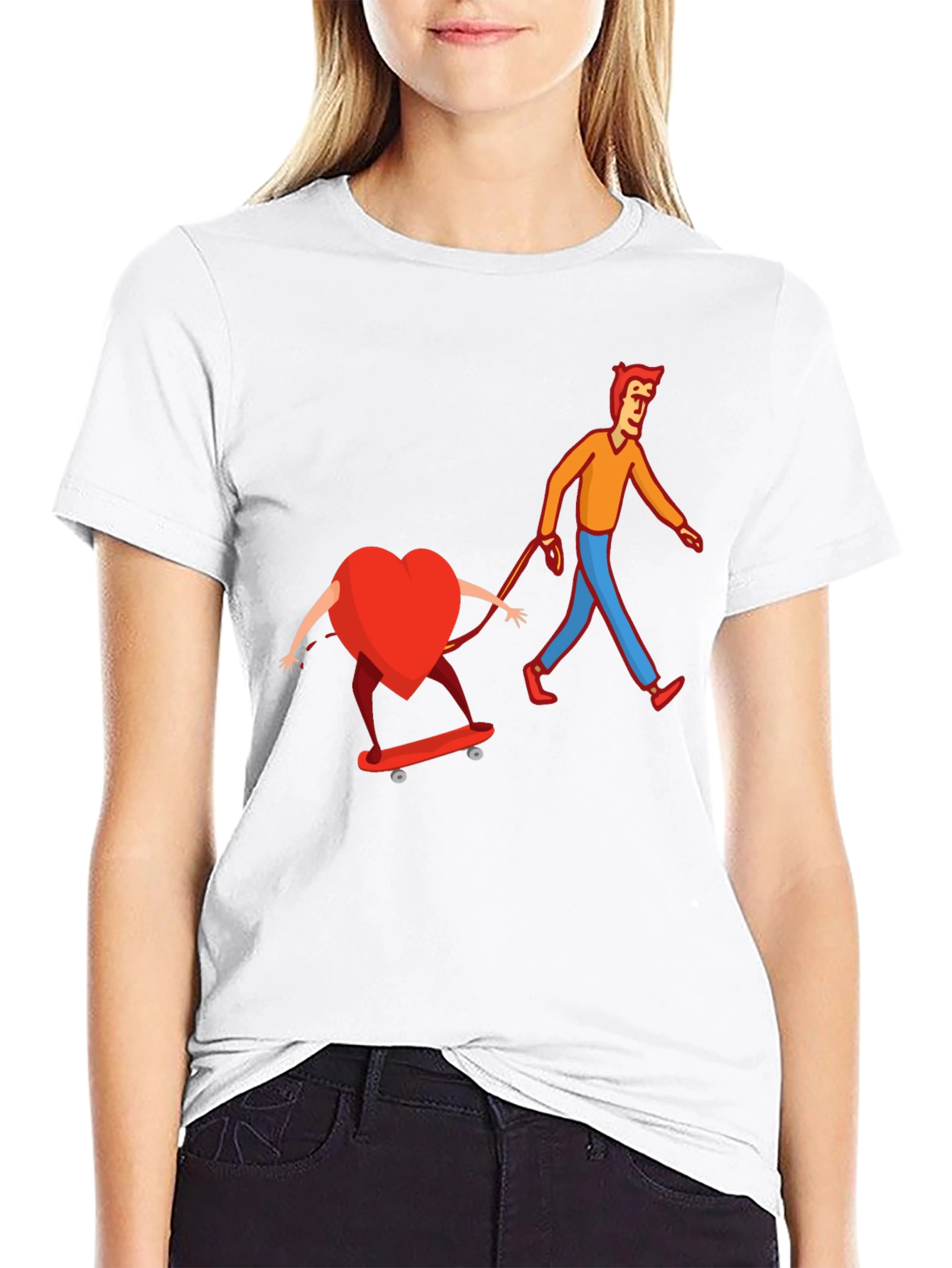 Heart on Skateboard Funny Graphic Tee