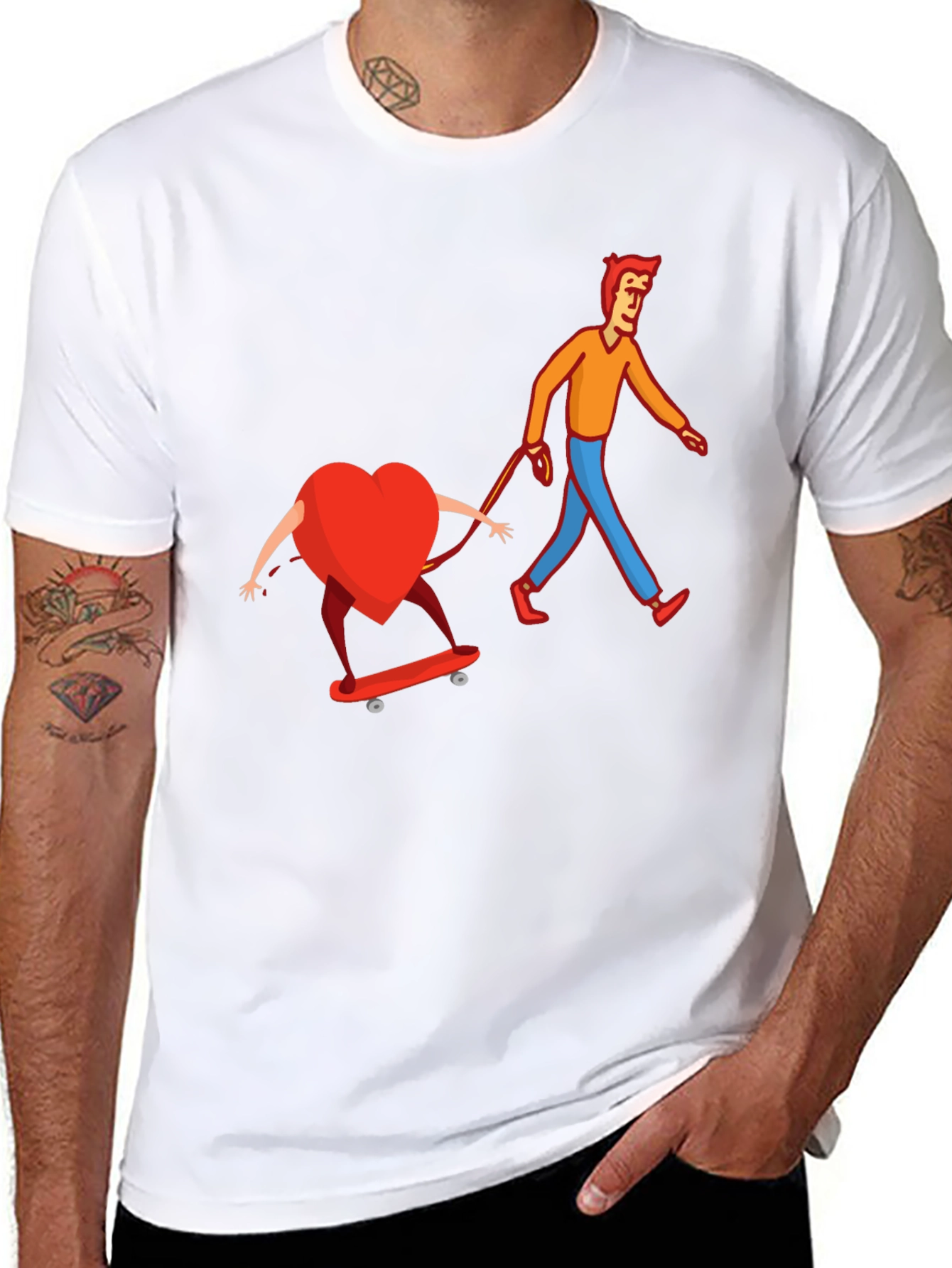 Heart on Skateboard Funny Graphic Tee