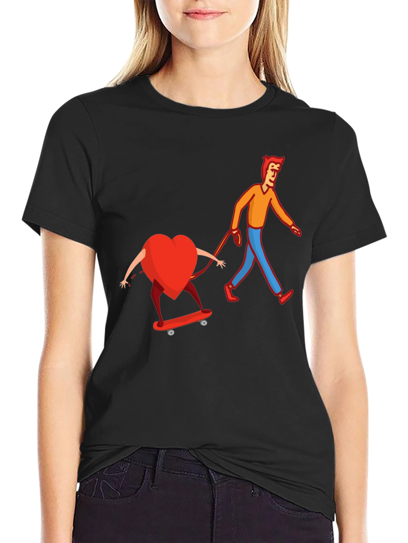 Heart on Skateboard Funny Graphic Tee