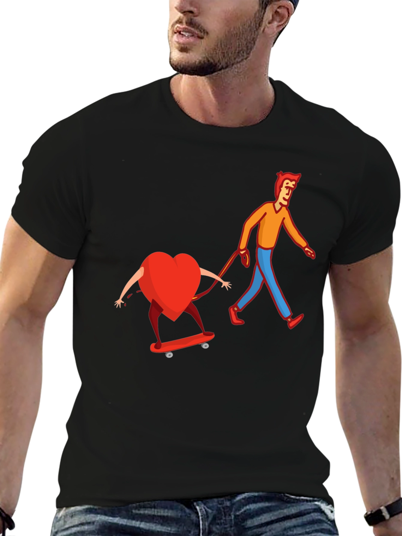 Heart on Skateboard Funny Graphic Tee