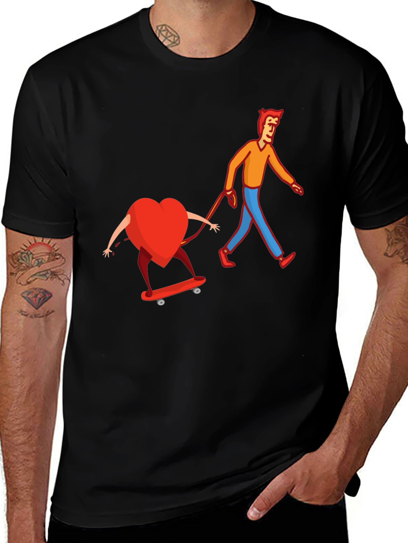 Heart on Skateboard Funny Graphic Tee