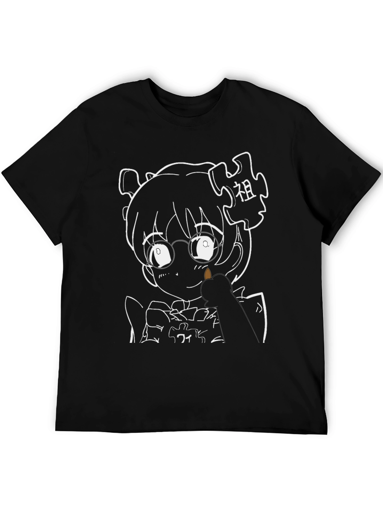 Anime Puzzle Piece Black Graphic Tee