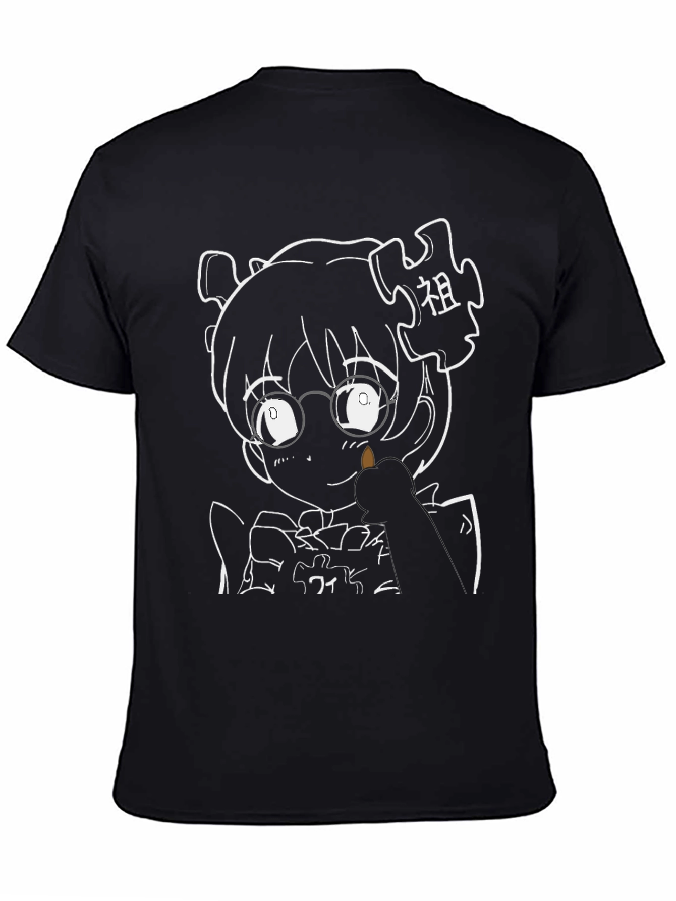Anime Puzzle Piece Black Graphic Tee