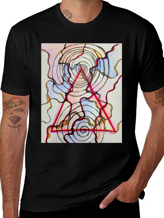Abstract Geometric Graphic Tee - Black
