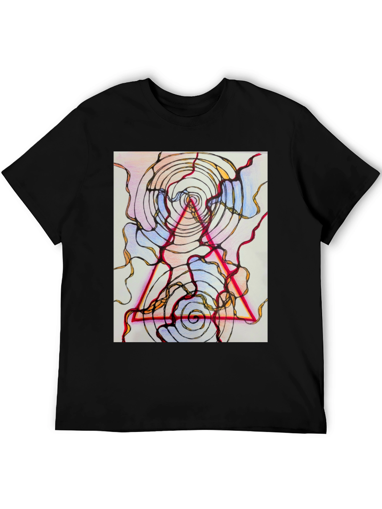 Abstract Geometric Graphic Tee - Black