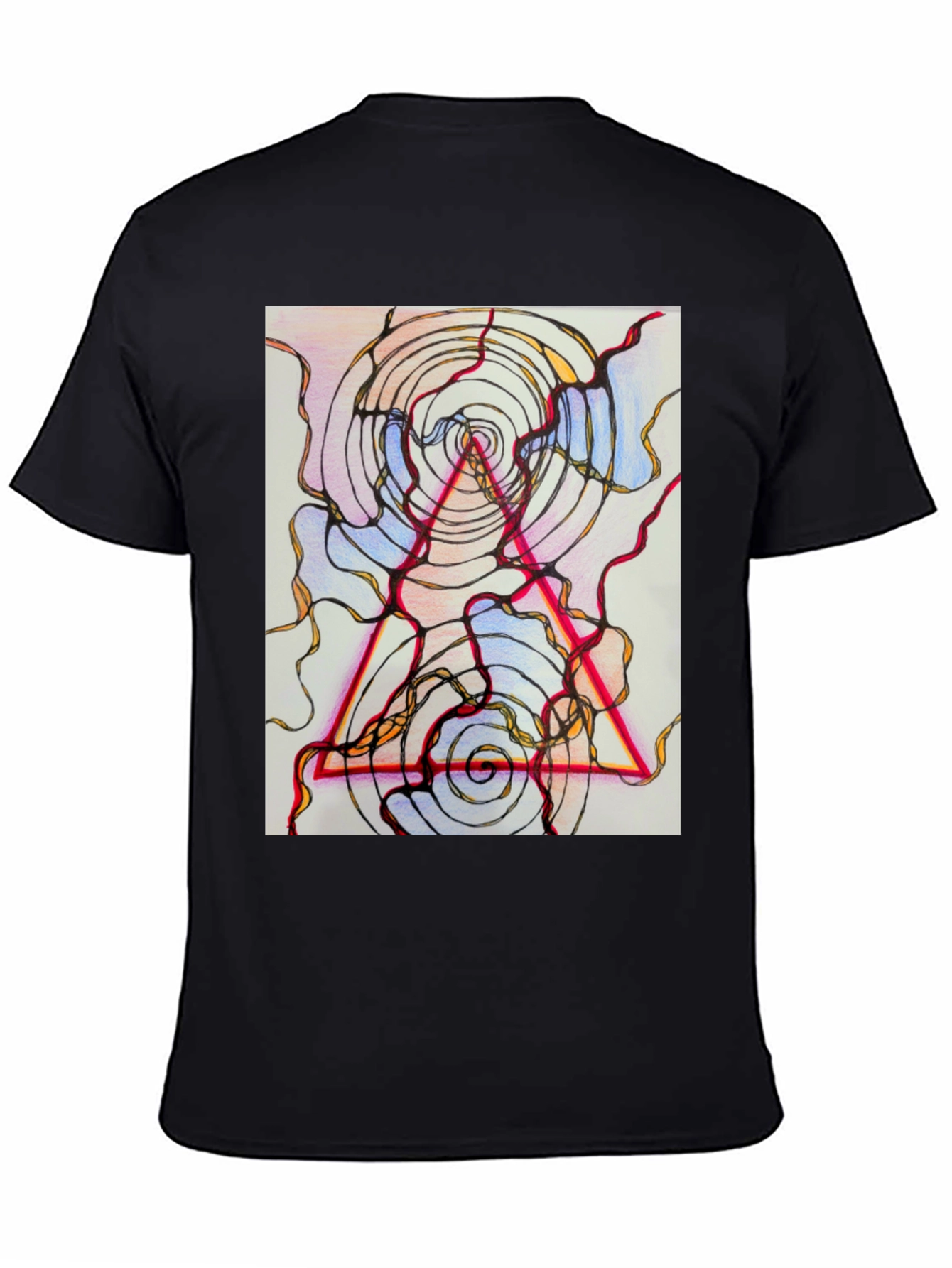 Abstract Geometric Graphic Tee - Black