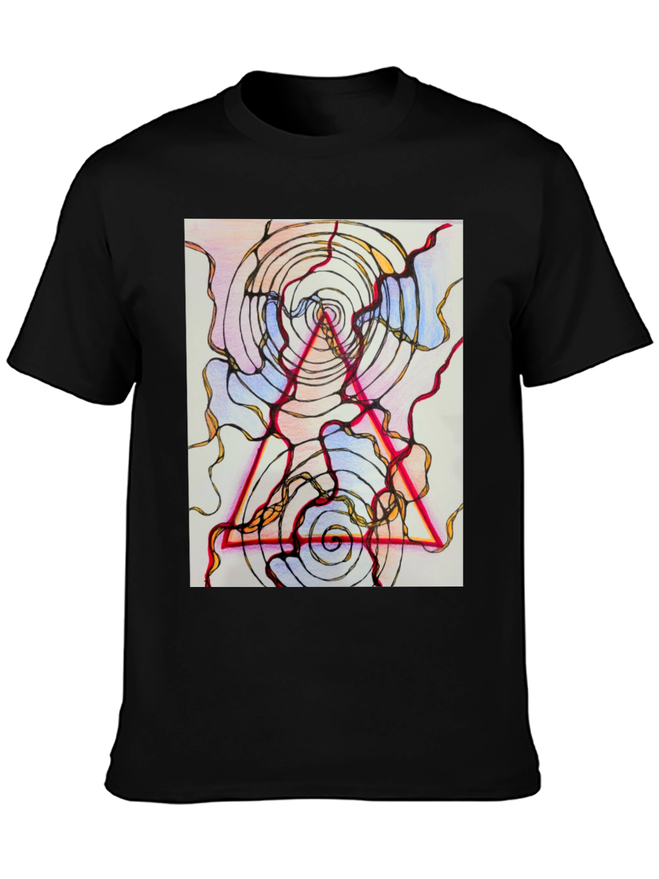 Abstract Geometric Graphic Tee - Black