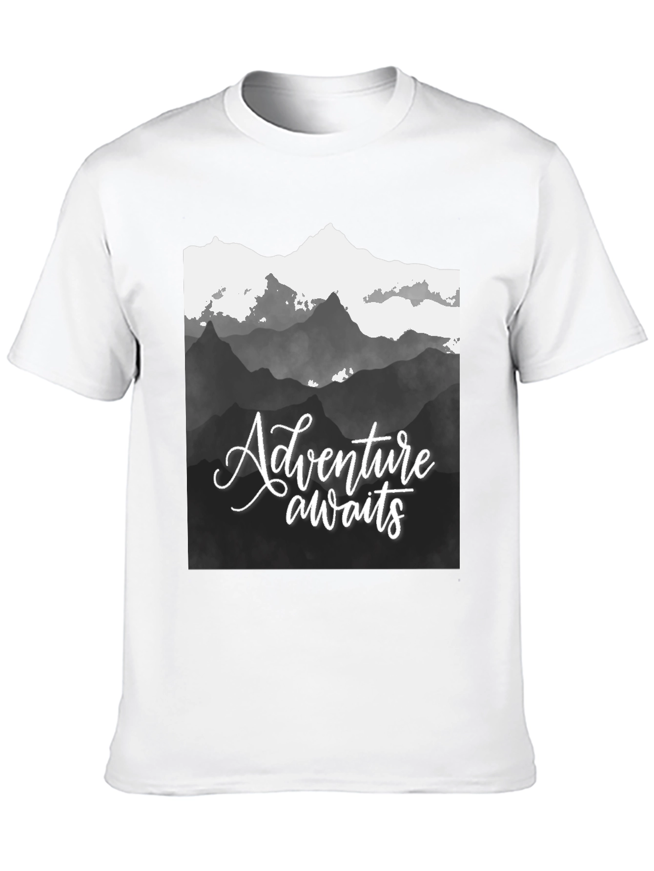 Adventure Awaits Mountain Graphic Tee - Black