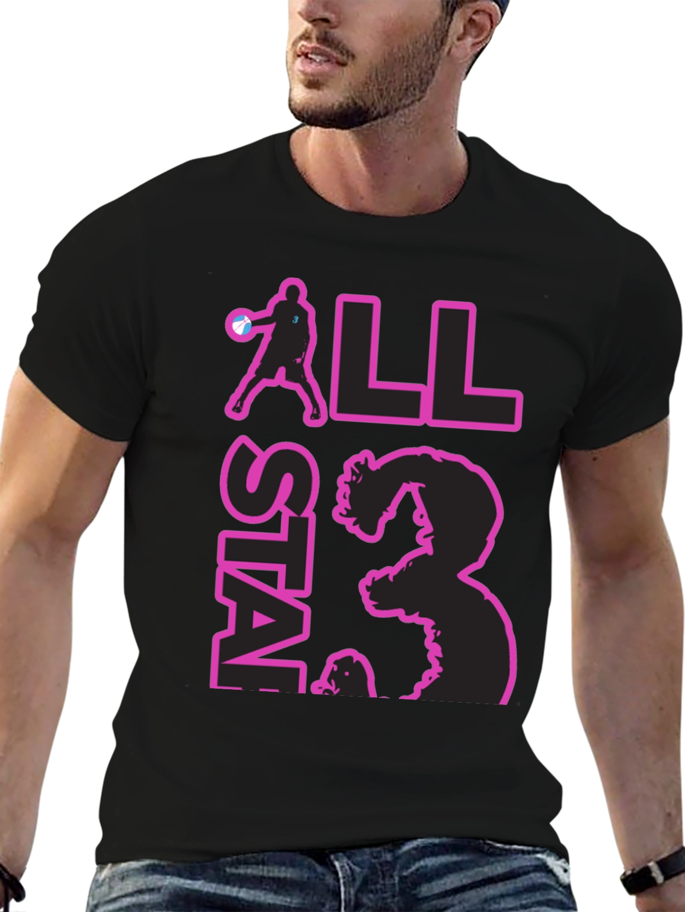 All Star Black T-Shirt with Graphic Print