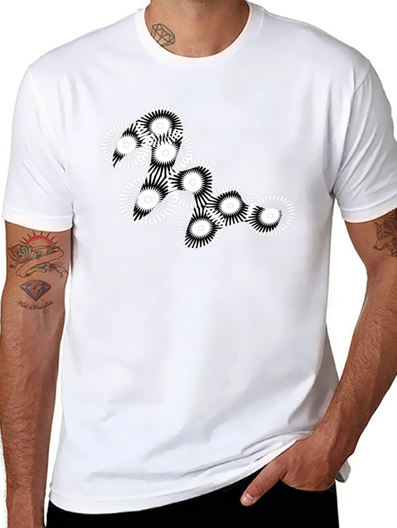 Abstract Floral Graphic Black T-Shirt