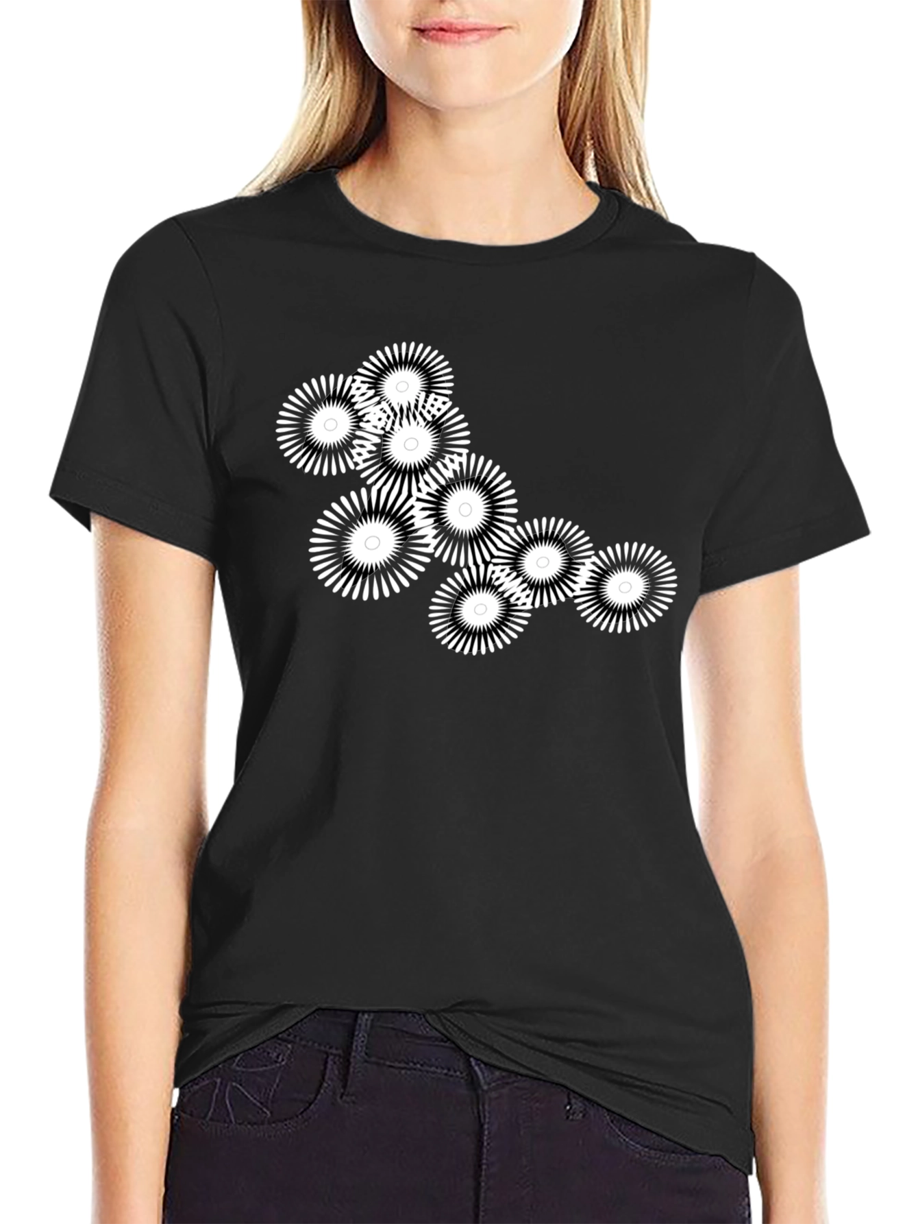 Abstract Floral Graphic Black T-Shirt