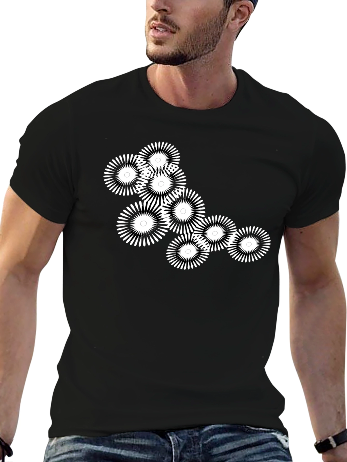 Abstract Floral Graphic Black T-Shirt