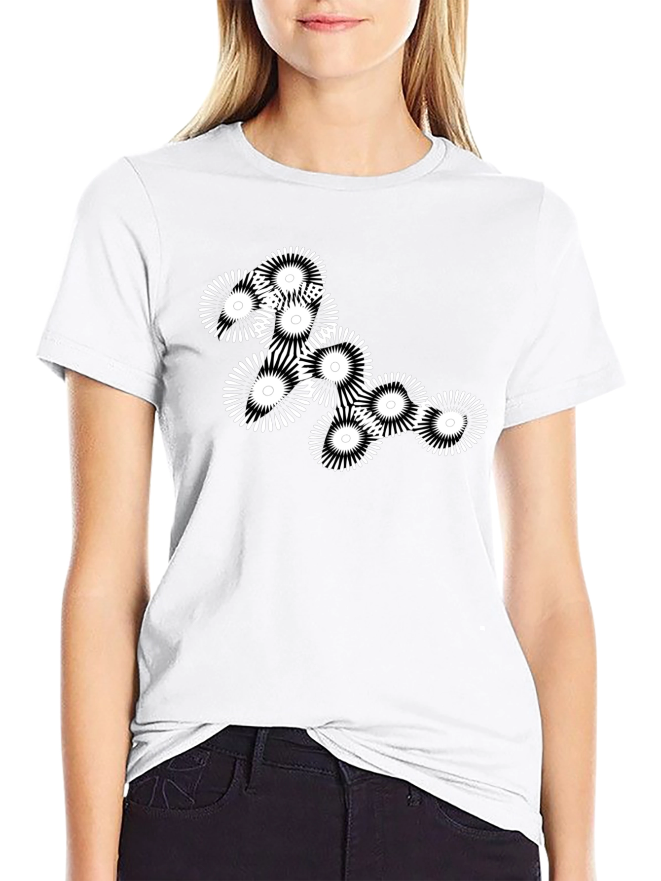 Abstract Floral Graphic Black T-Shirt
