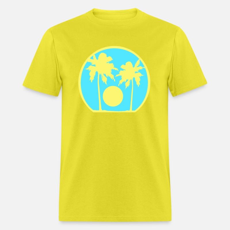 Two Palm Trees Island Sun Sunset Round Blue Cool