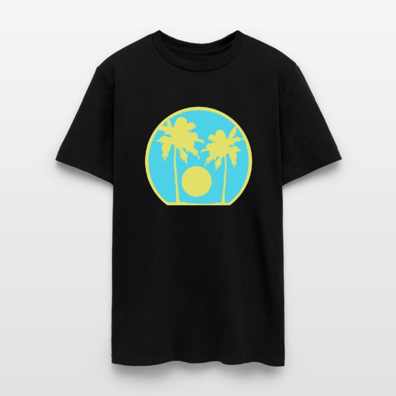 Two Palm Trees Island Sun Sunset Round Blue Cool