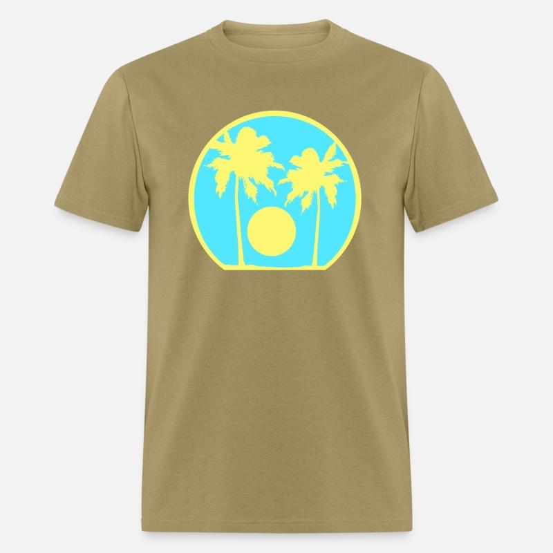 Two Palm Trees Island Sun Sunset Round Blue Cool