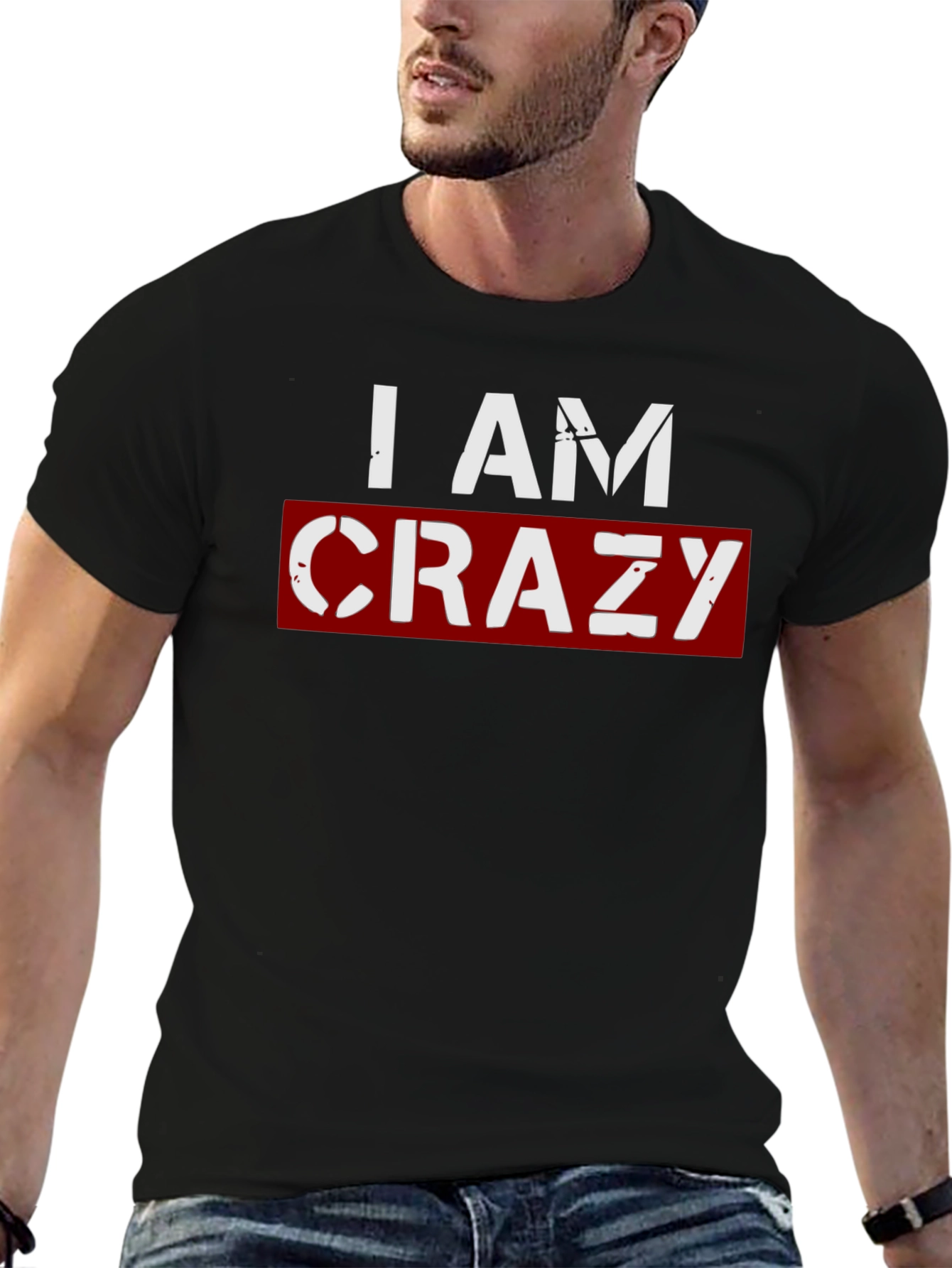 I AM CRAZY Graphic T-Shirt - Black