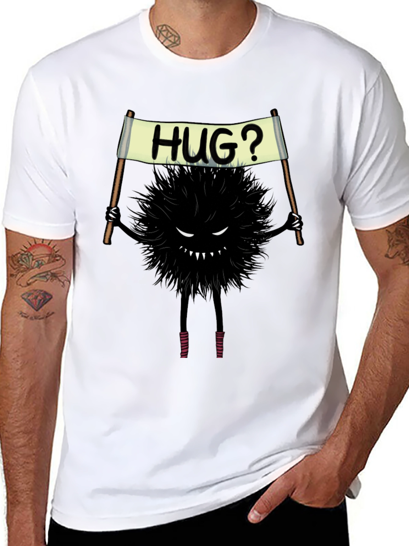 Humorous Hug? Monster Graphic Tee - Soft Cotton