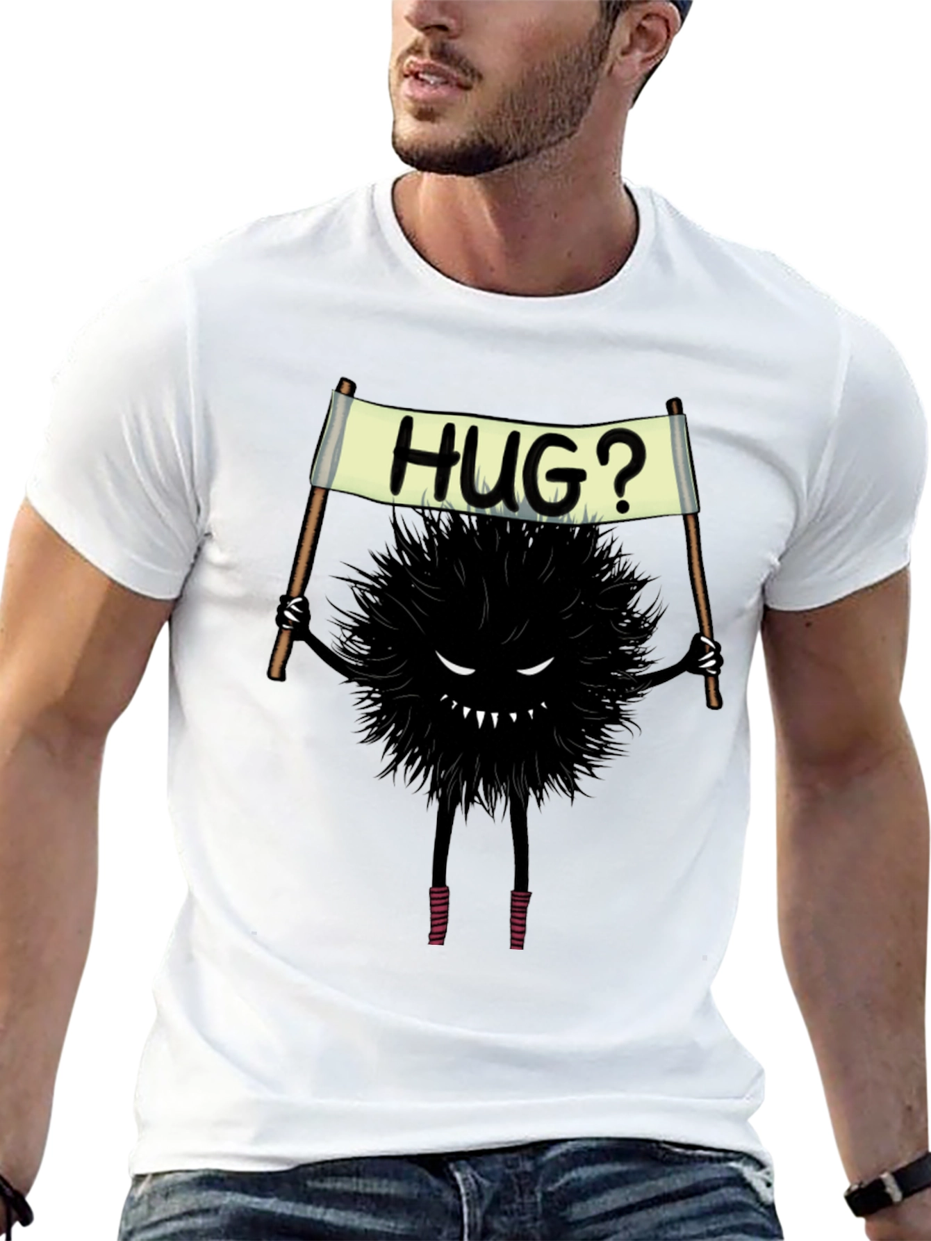 Humorous Hug? Monster Graphic Tee - Soft Cotton