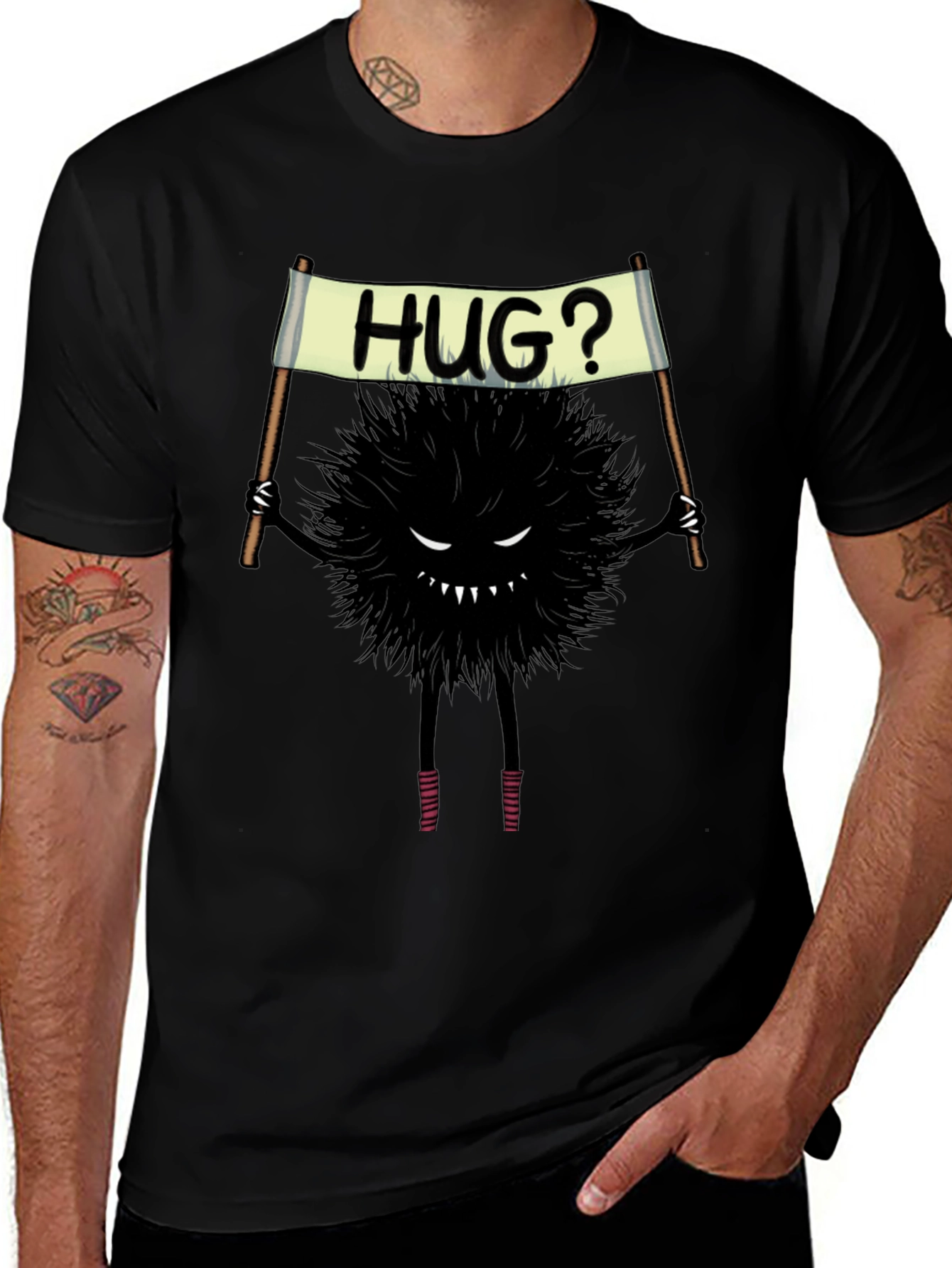 Humorous Hug? Monster Graphic Tee - Soft Cotton