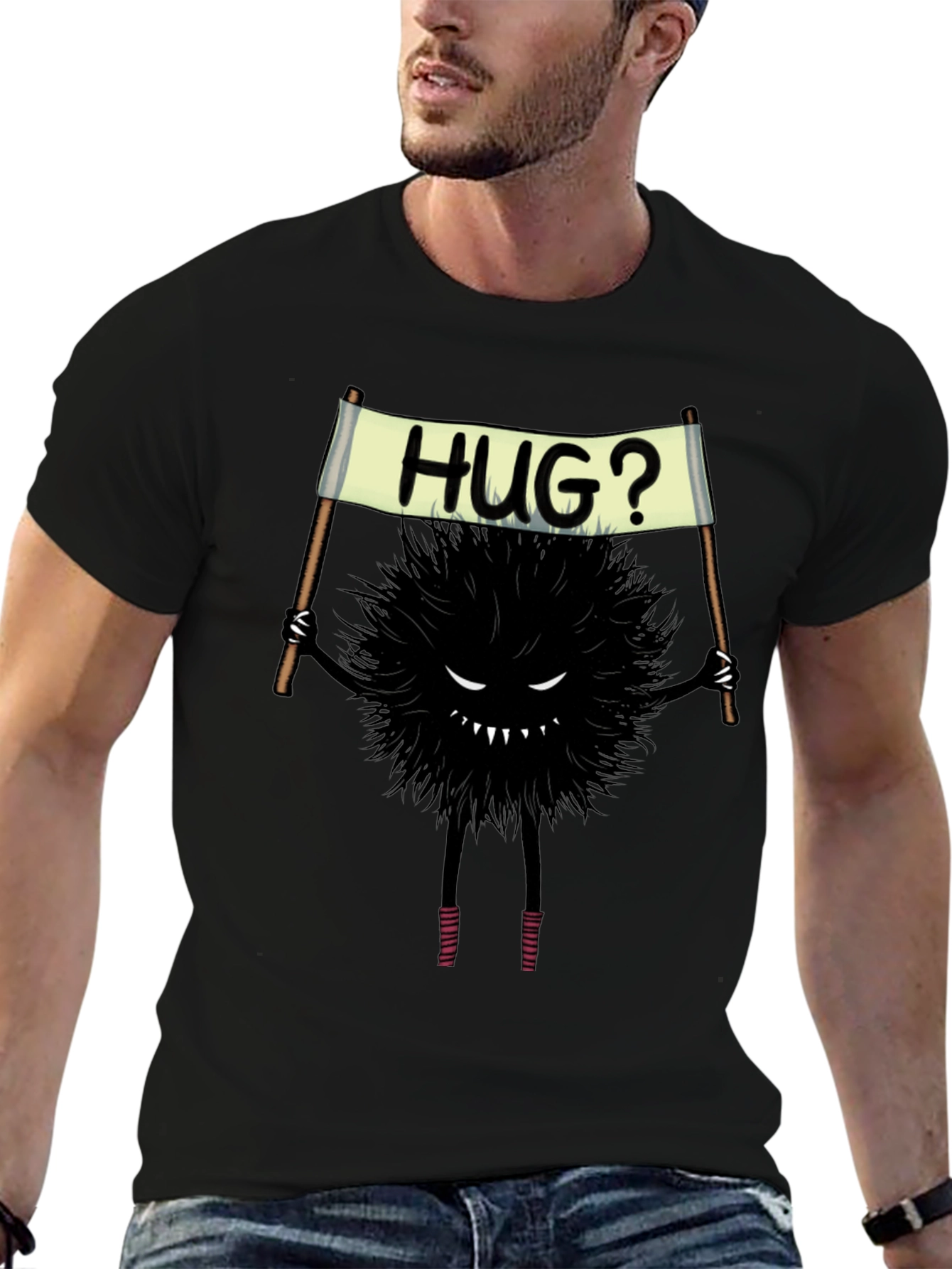 Humorous Hug? Monster Graphic Tee - Soft Cotton
