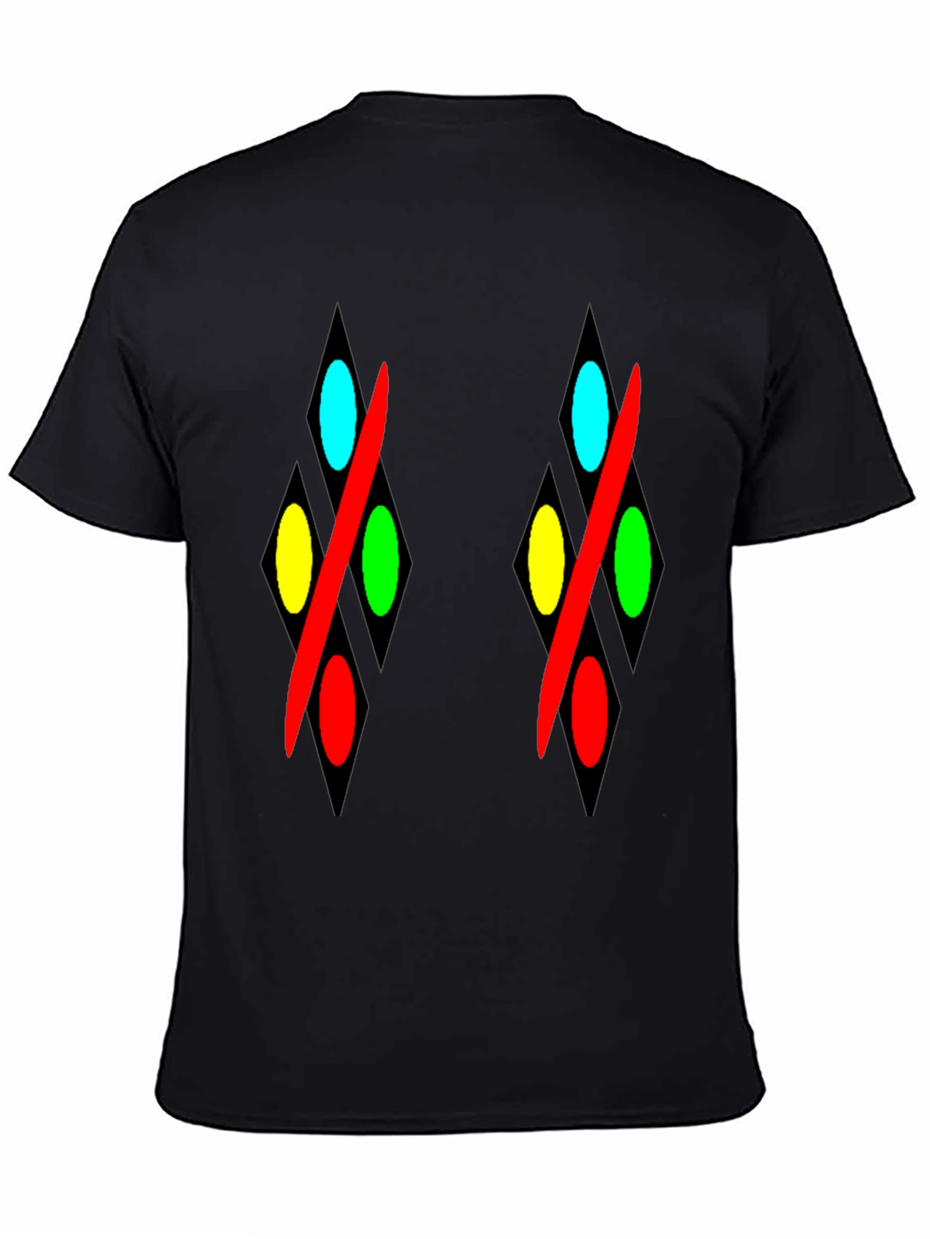 Abstract Diamond Pattern Black T-Shirt