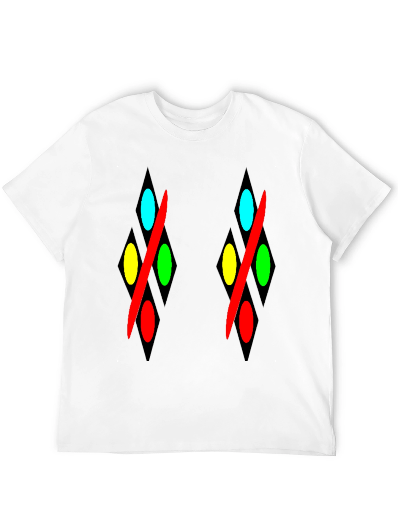 Abstract Diamond Pattern Black T-Shirt