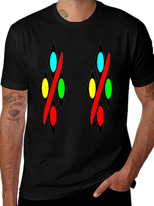 Abstract Diamond Pattern Black T-Shirt
