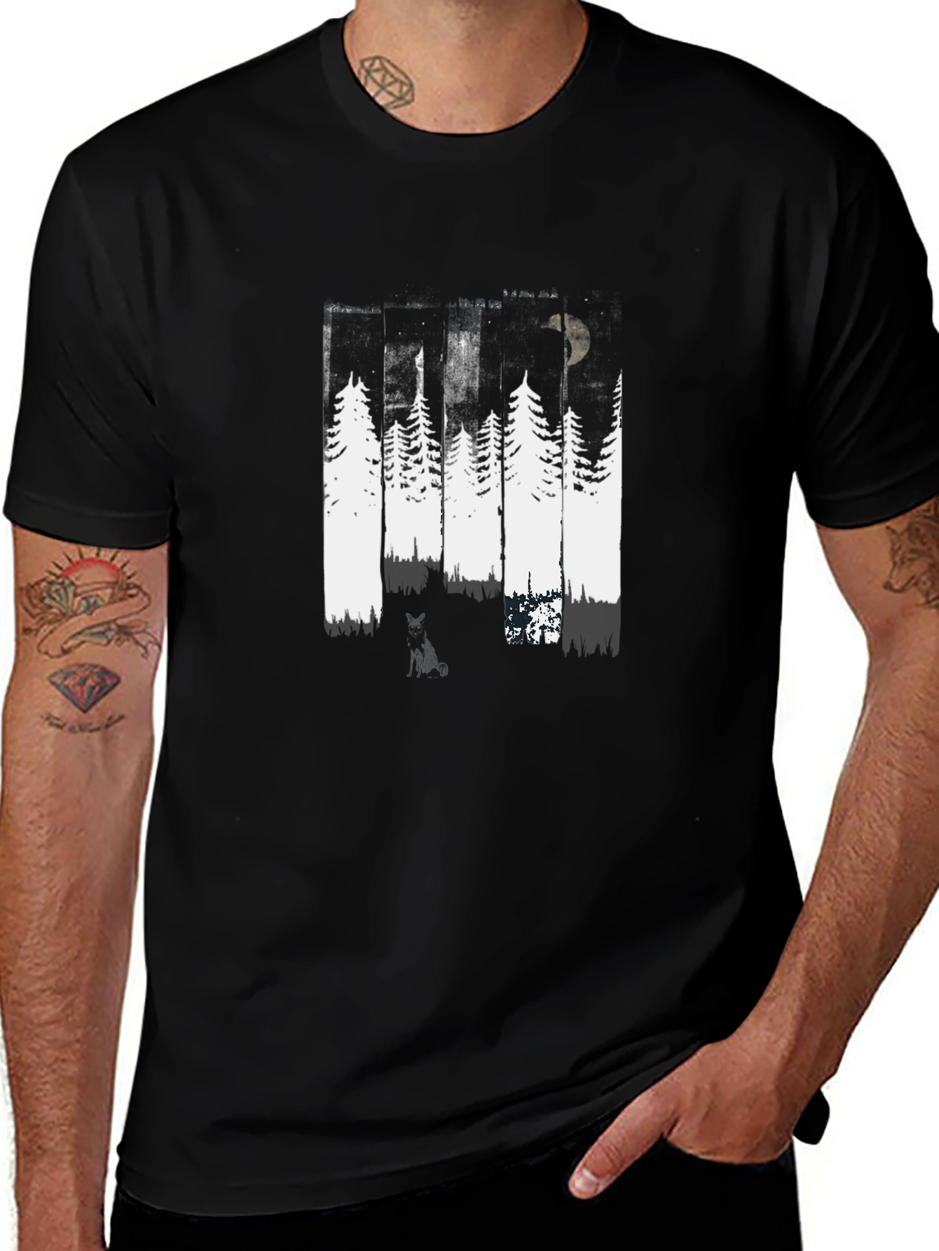 Abstract Forest Graphic Tee - Black