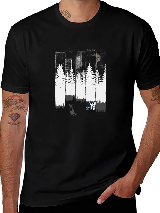 Abstract Forest Graphic Tee - Black