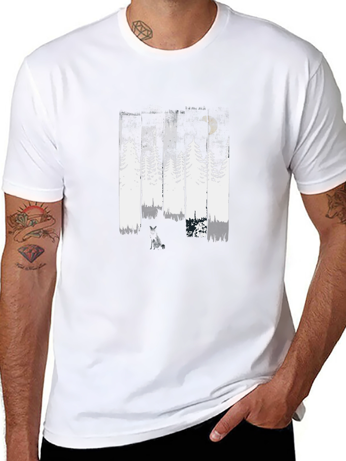 Abstract Forest Graphic Tee - Black