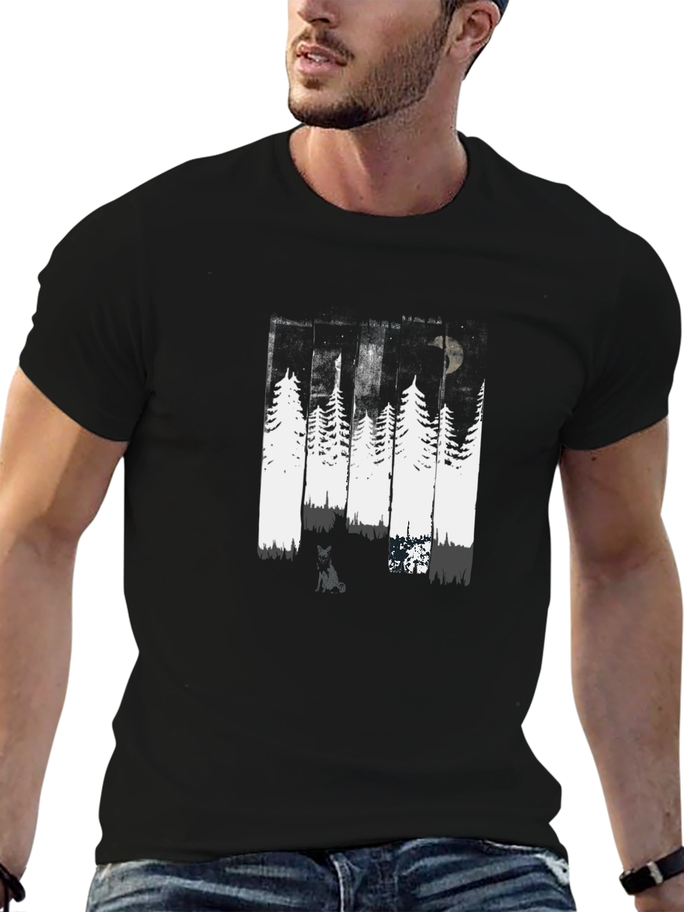 Abstract Forest Graphic Tee - Black