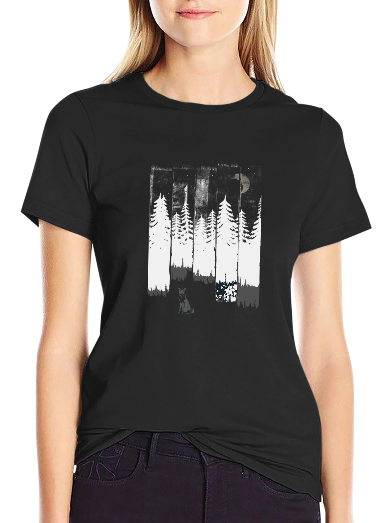 Abstract Forest Graphic Tee - Black