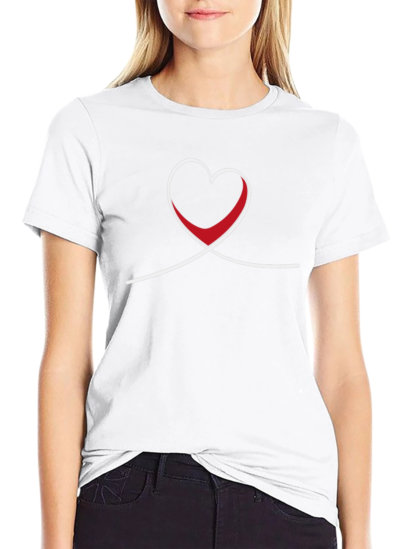 Heart Line Art Black T-Shirt