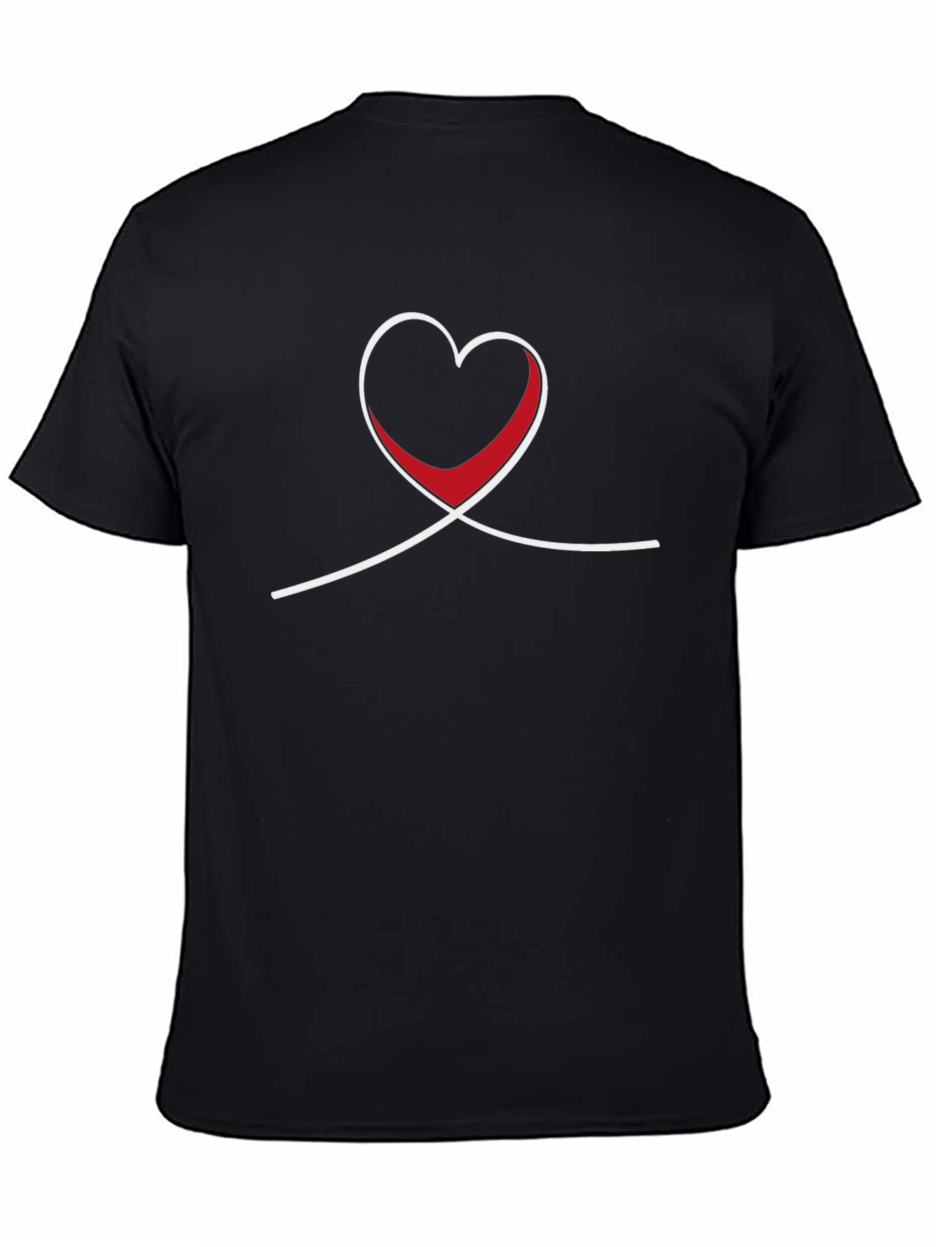 Heart Line Art Black T-Shirt