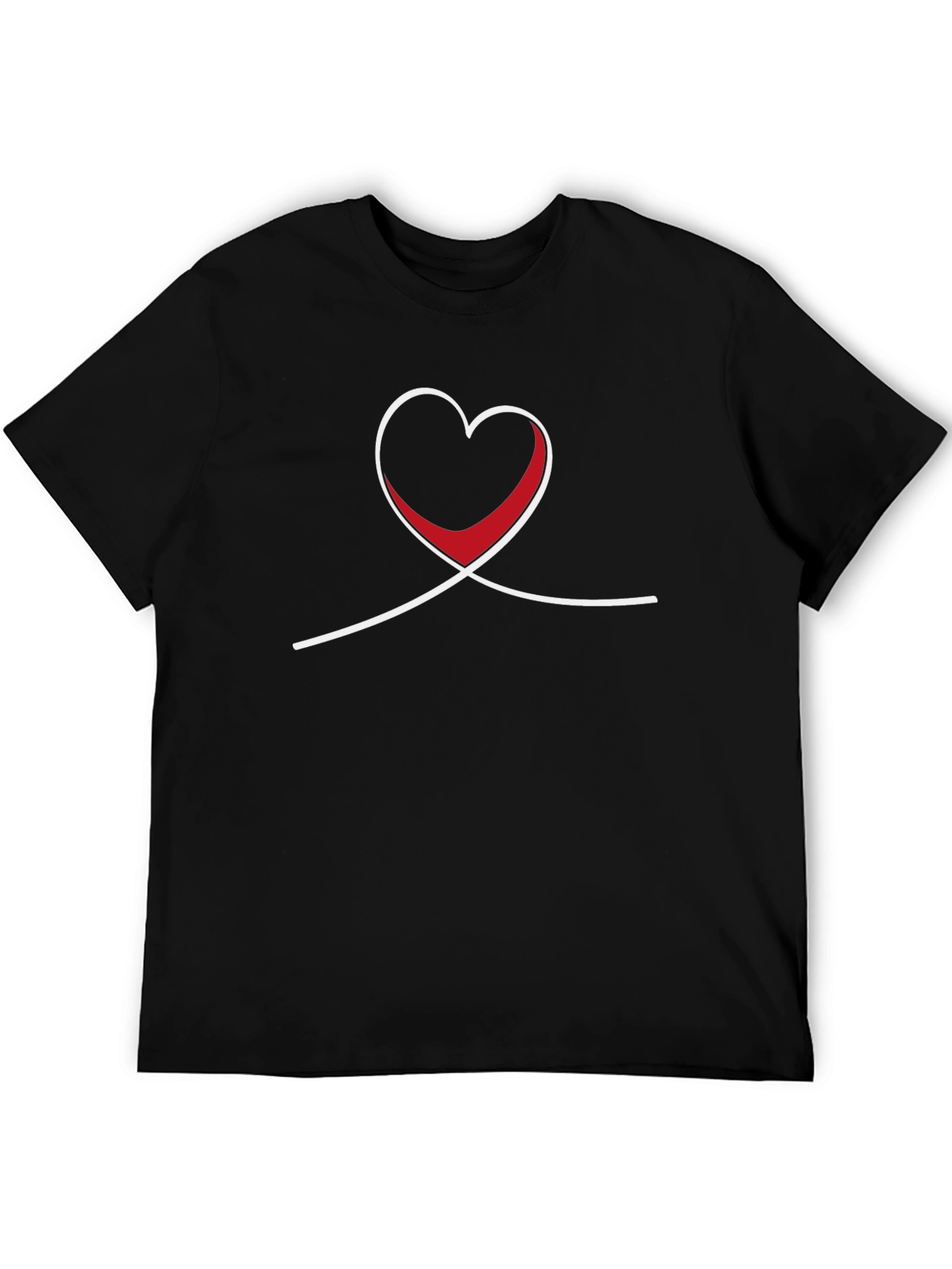 Heart Line Art Black T-Shirt