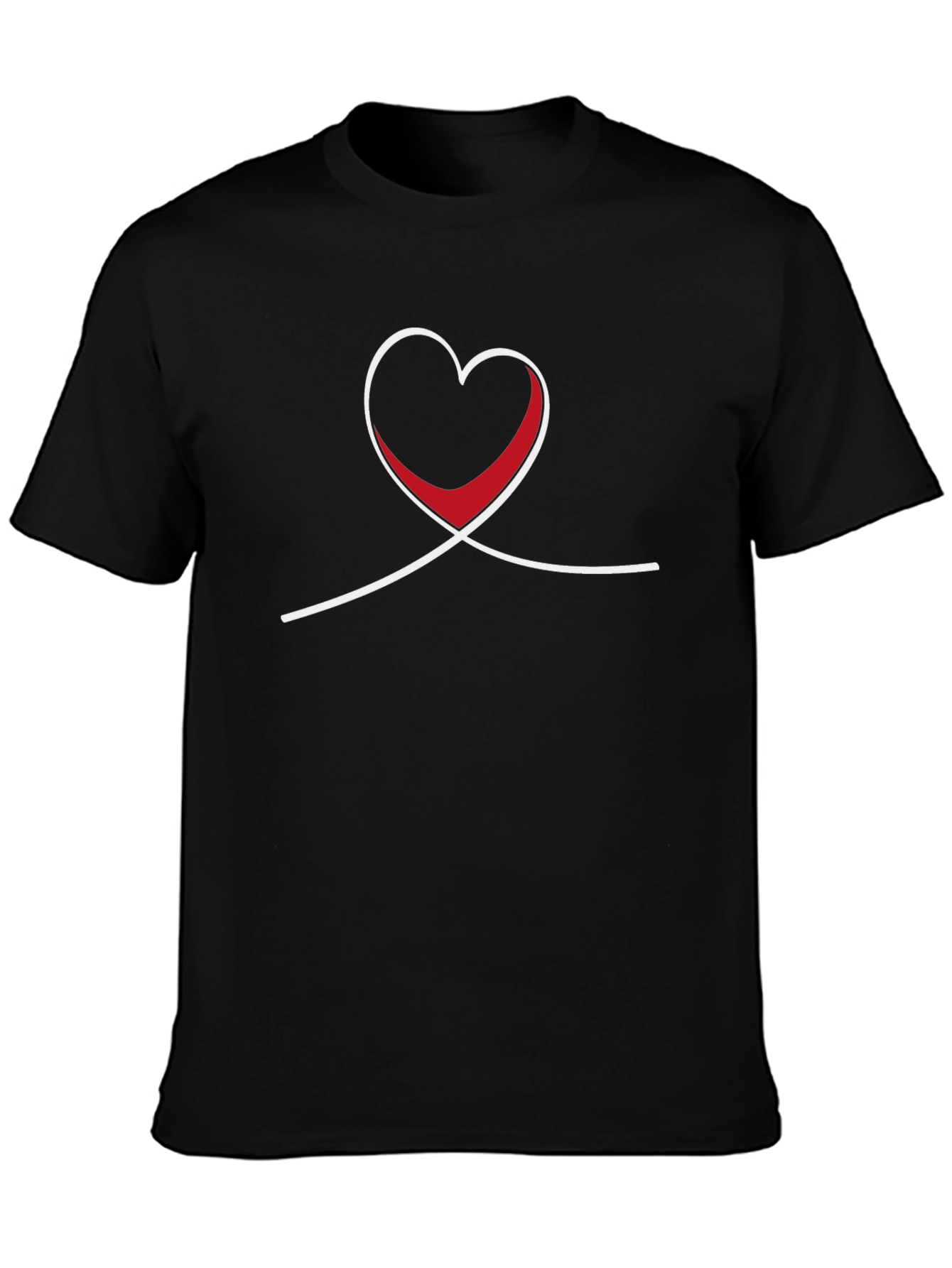 Heart Line Art Black T-Shirt