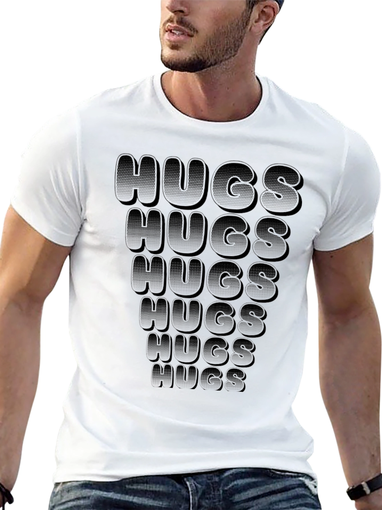 Hugs Graphic Print Black T-Shirt