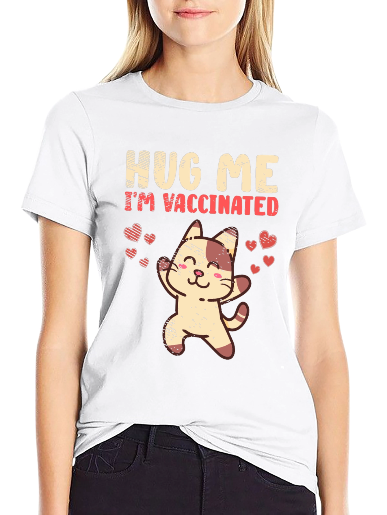 Hug Me Im Vaccinated Cat T-Shirt