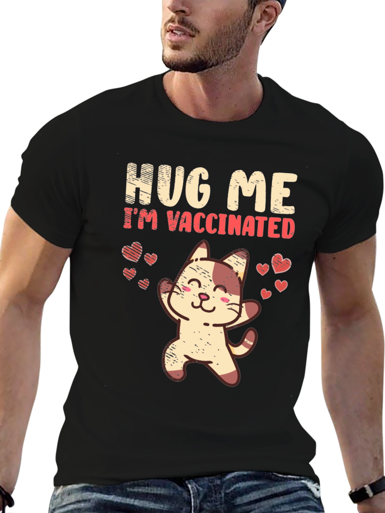 Hug Me Im Vaccinated Cat T-Shirt