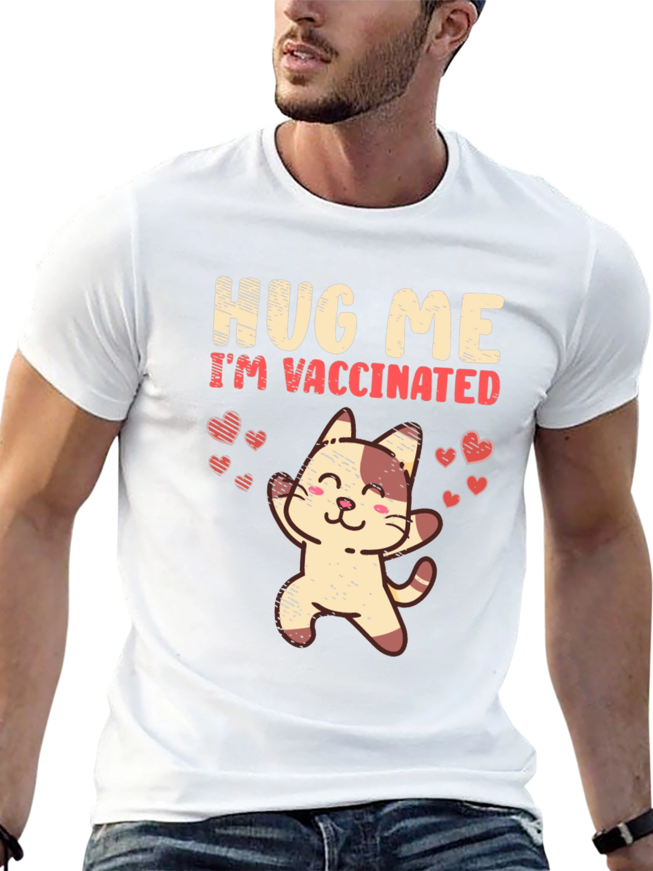 Hug Me Im Vaccinated Cat T-Shirt