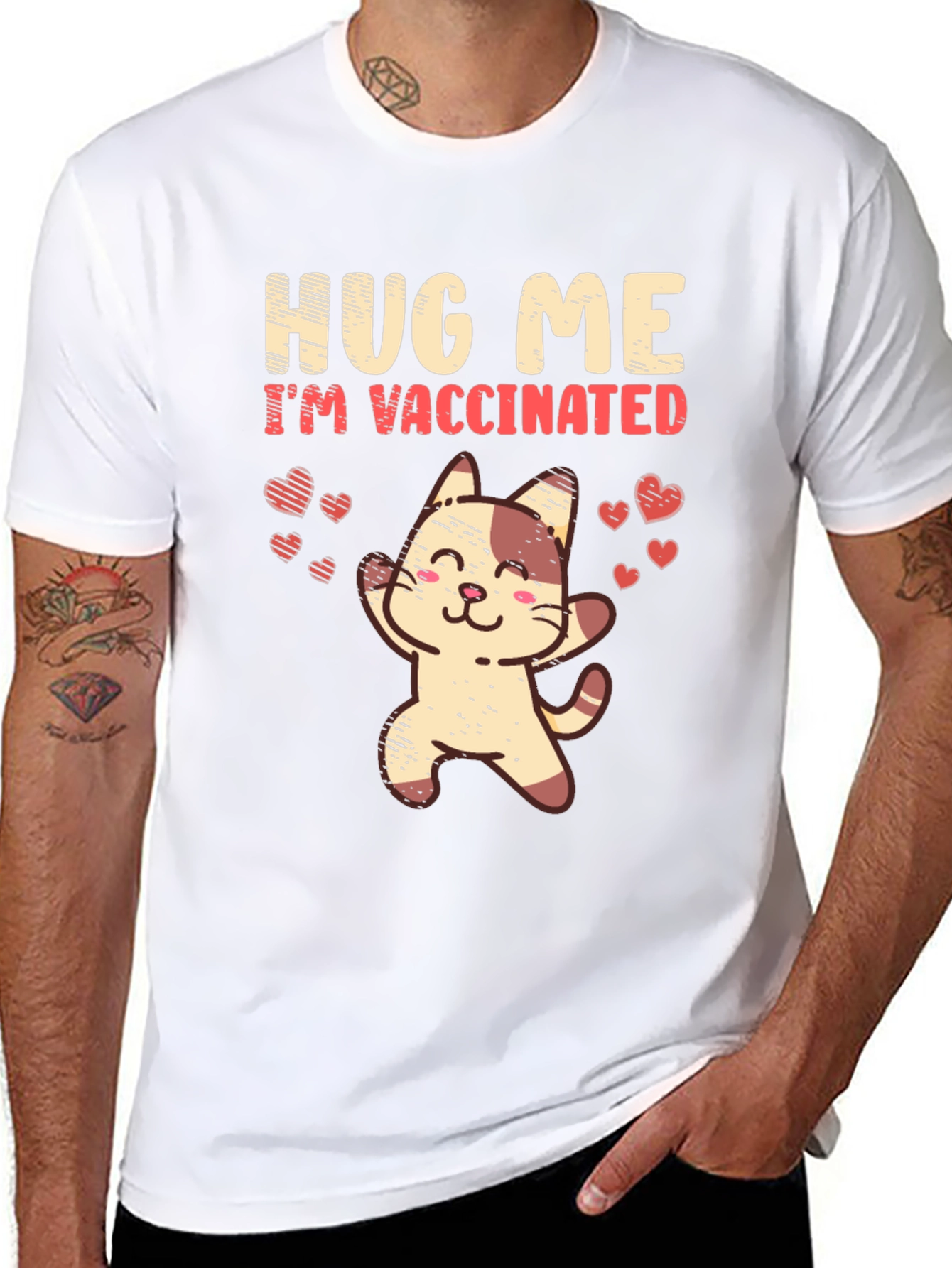 Hug Me Im Vaccinated Cat T-Shirt