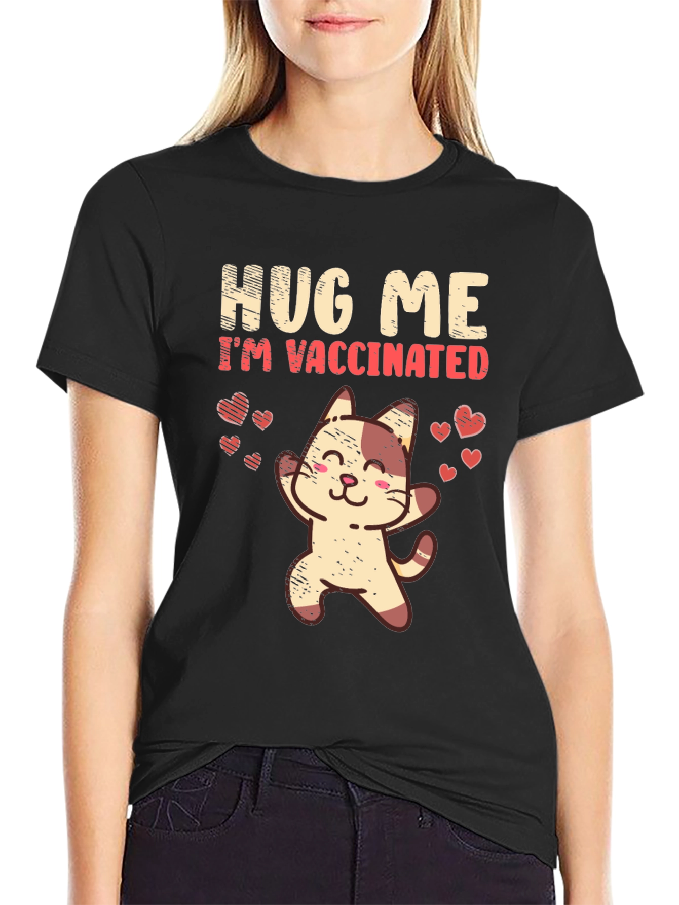 Hug Me Im Vaccinated Cat T-Shirt
