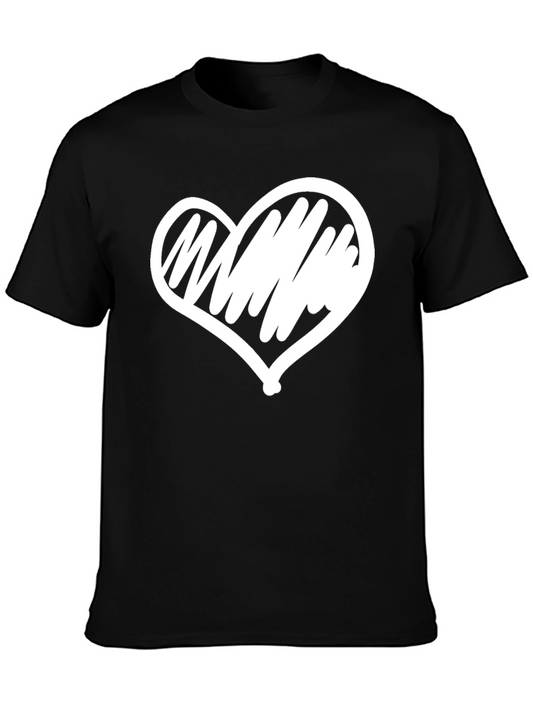 Heart Scribble Black Cotton Tee