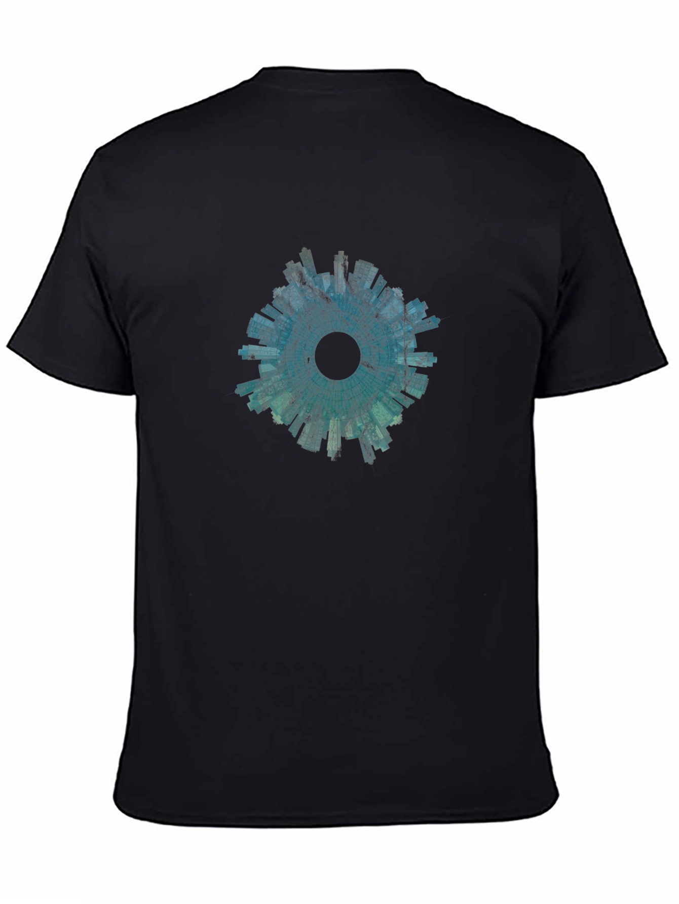 Abstract Cityscape Graphic Tee - Black