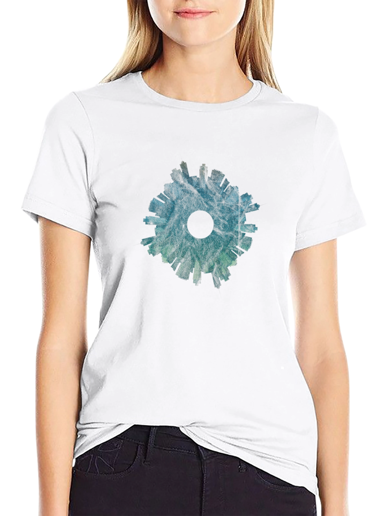 Abstract Cityscape Graphic Tee - Black