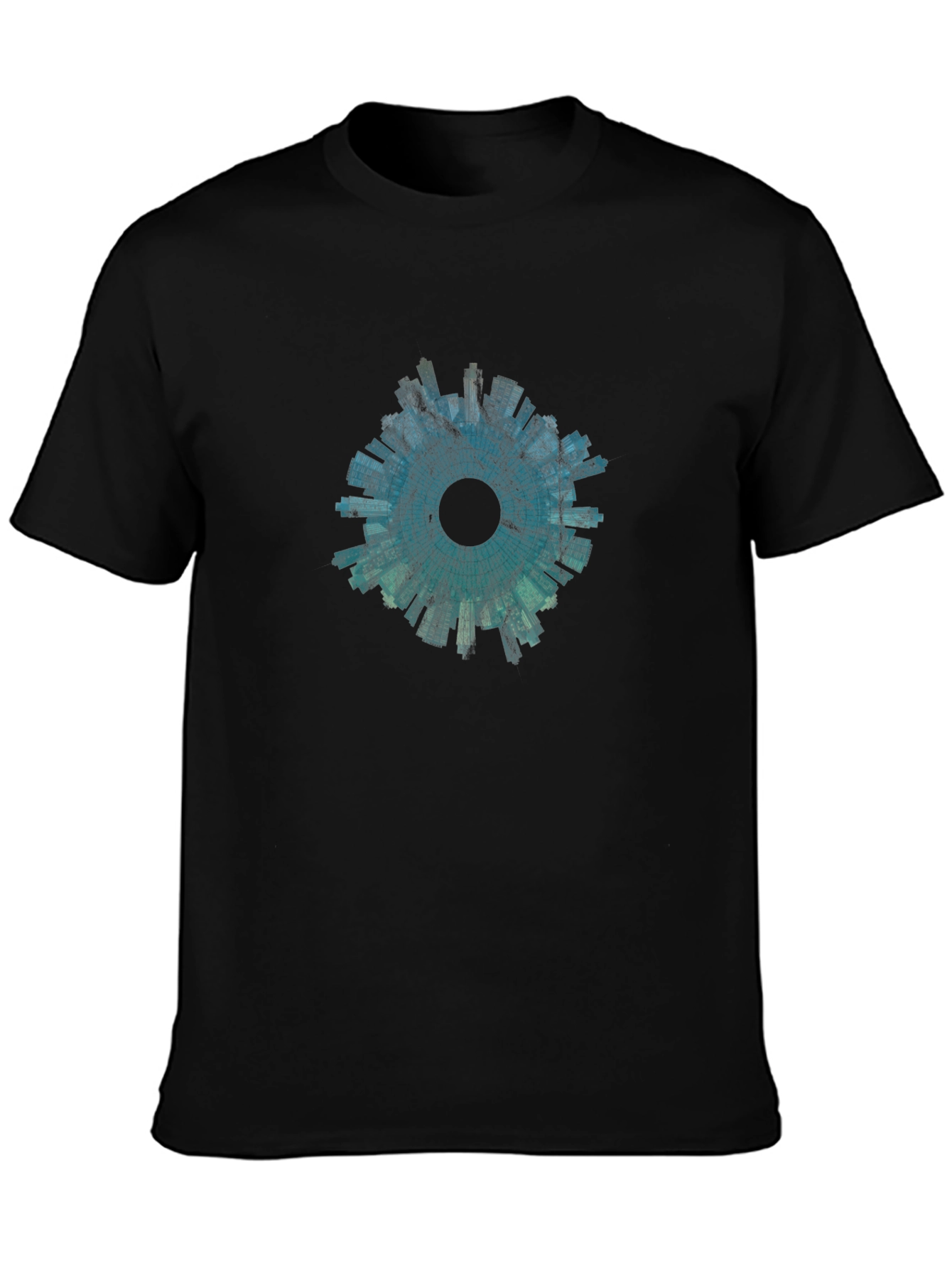 Abstract Cityscape Graphic Tee - Black