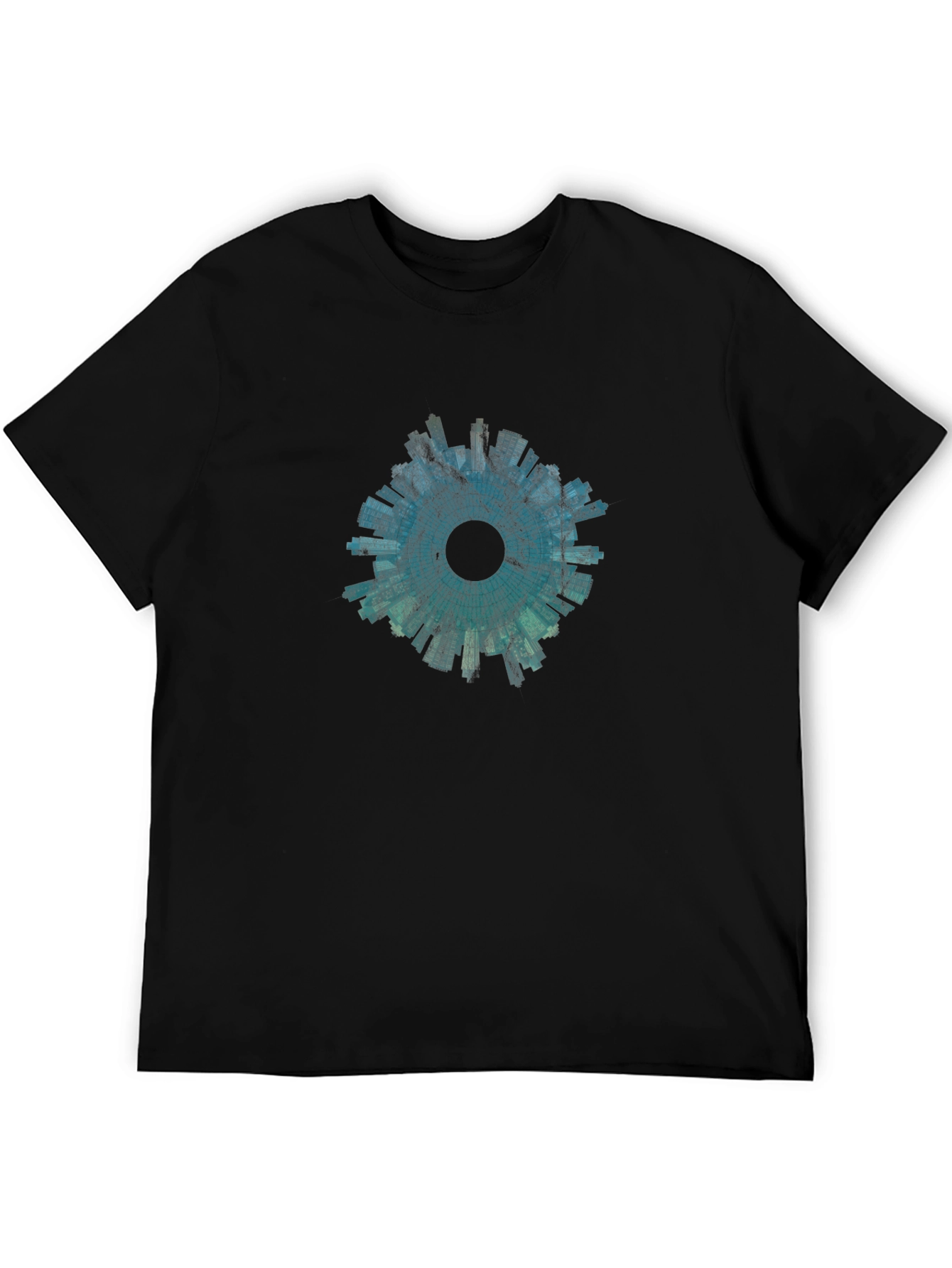 Abstract Cityscape Graphic Tee - Black