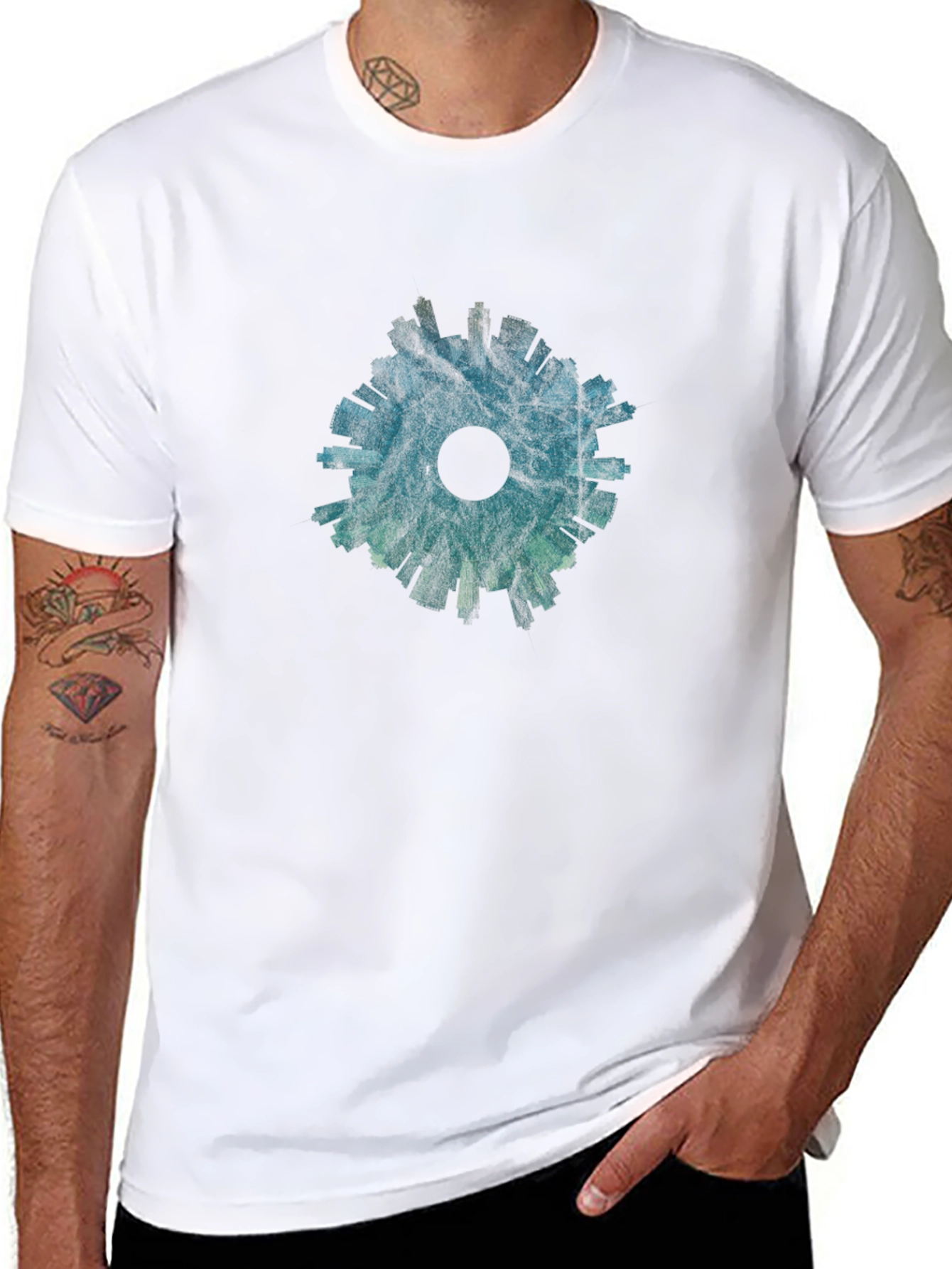 Abstract Cityscape Graphic Tee - Black