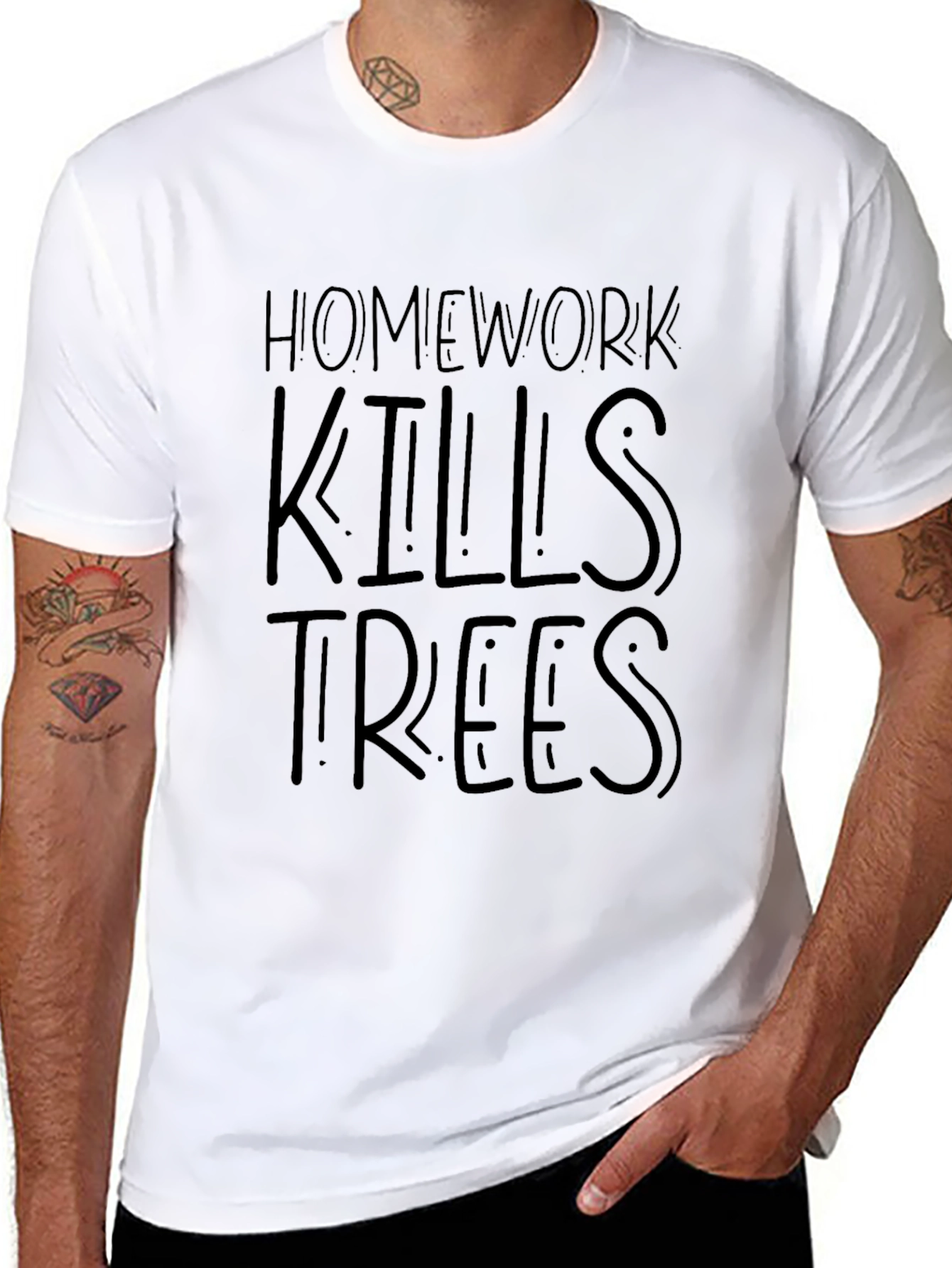 Homework Kills Trees Black T-Shirt